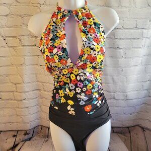 Anne Cole - High Neck with Ruffle Straps One Piece Swimsuit